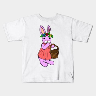 Easter bunny girl with an empty Easter basket Kids T-Shirt